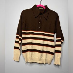 Vintage 100% Acrylic Men’s Collar Stripe Sweater | Size Large